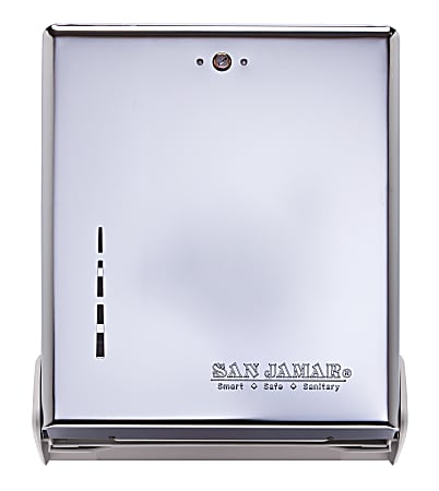 San Jamar True Fold Towel Dispenser - C Fold, Multifold Dispenser - 500 x Towel Multifold, 300 x Towel C Fold - 14.3" Height x 11.6" Width x 5" Depth - Metal, Plastic, Stainless Steel - Chrome - Key Lock, Touch-free, Impact Resistant, Break Resistant