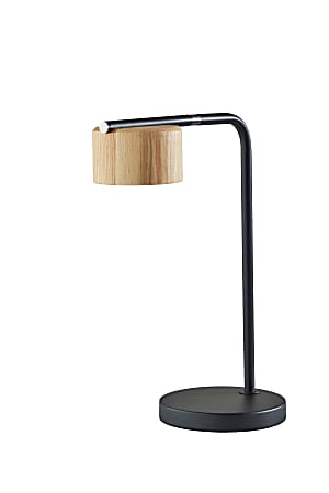 Adesso® Roman LED Desk Lamp, 17"H, Natural Shade/Black Base