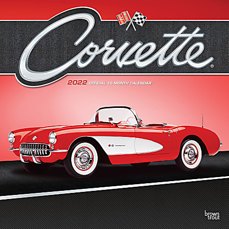 Brown Trout Monthly Auto Wall Calendar, 12" x 24", Corvette, January To December 2022