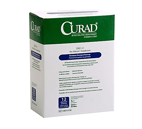 CURAD® Sterile Overwrap Petrolatum Gauze, 1/2" x 72", White, Pack Of 72