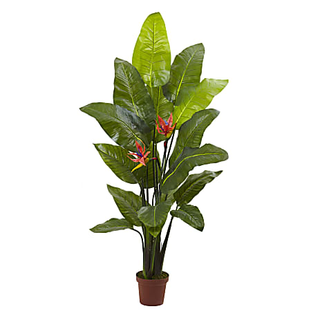 Nearly Natural Bird Of Paradise 58”H Artificial Real Touch Plant With Pot, 58”H x 36”W x 30”D, Green