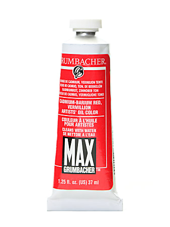 Grumbacher Max Water Miscible Oil Colors, 1.25 Oz, Cadmium Barium Vermilion