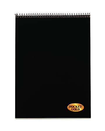 TOPS® Docket® Gold Wirebound Perforated Writing Pad, 8 1/2" x 11 3/4", Legal Ruled, 70 Sheets, Black