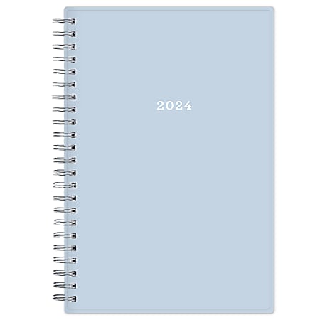 2024 Blue Sky™ Quilt Weekly/Monthly Planning Calendar, 5" x 8", Powder Blue, January to December