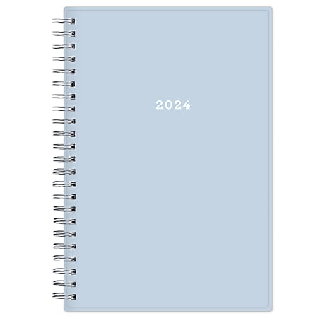 2024 Blue Sky™ Quilt Weekly/Monthly Planning Calendar, 5" x 8", Powder Blue, January to December