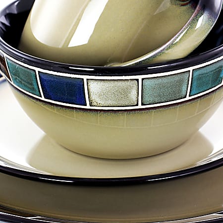 Gibson Elite Casa Azul 16 Piece Dinnerware Set CreamBlue ODP