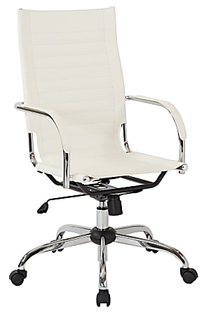 Work Smart™ Ave Six Trinidad Vinyl High-Back Office Chair, White/Chrome