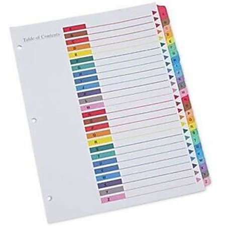 Universal Index Divider - 26 Printed Tab(s) - Character - A-Z - 8.5" Dividerx 11" Divider - Letter - 3 Hole Punched - 24812