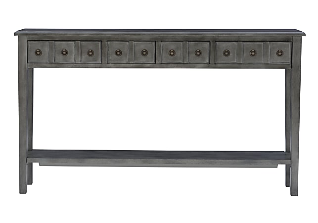 Powell Crocker 4-Drawer Console Table, 35"H x 60"W x 10"D, Gray