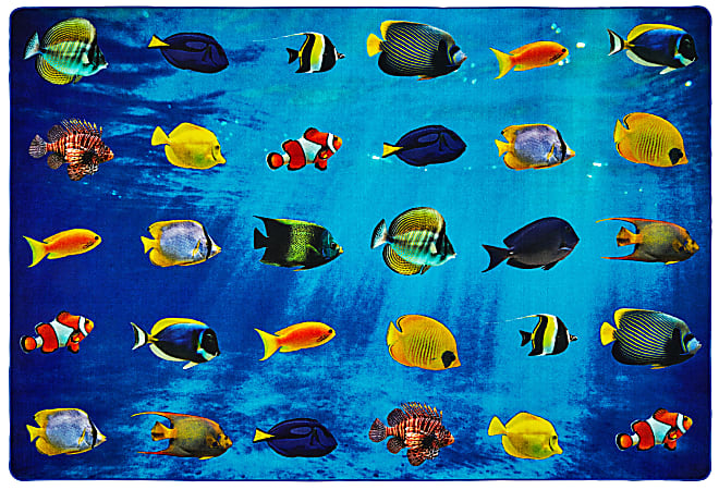 Carpets for Kids® Pixel Perfect Collection™ Friendly Fish Seating Rug, 6' x 9', Multicolor