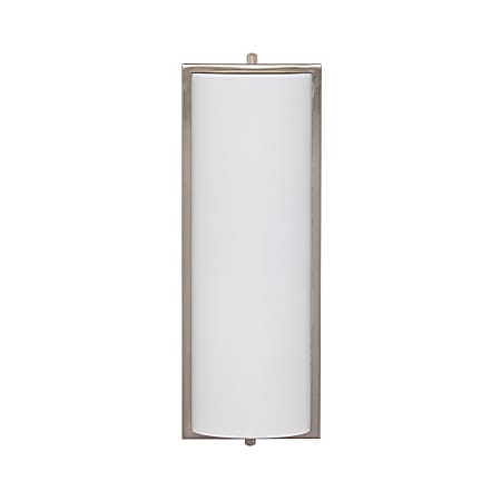 SEI Furniture Julian Indoor LED Wall Sconce, 5"W, White Shade/Brushed Nickel Base