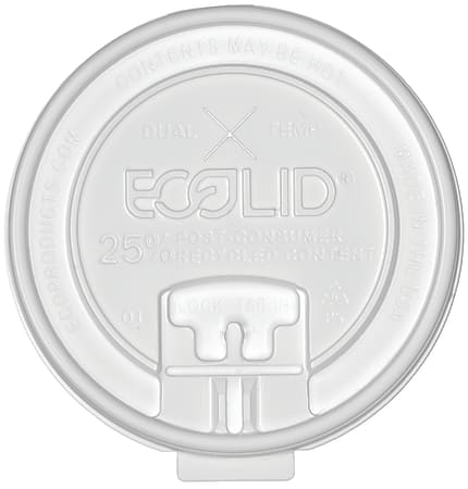 Eco-Products EcoLid Dual-Temp Locking Tab Lids With Straw Slot, Clear, Pack Of 600 Lids