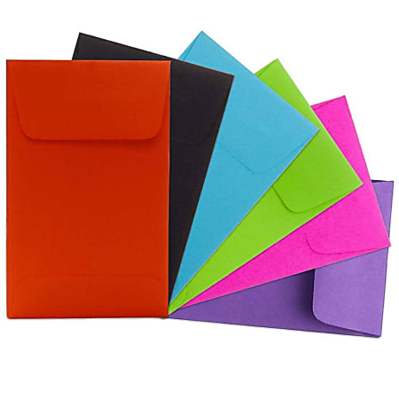 JAM Paper® Coin Envelopes, #3, Gummed Seal, Assorted Colors, Pack Of 150 Envelopes