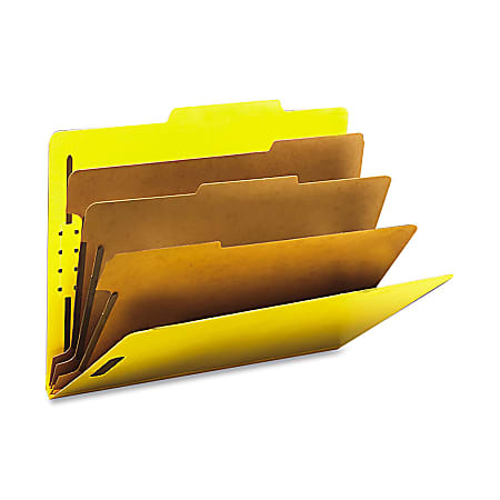 Smead® Classification Folders, Top-Tab With SafeSHIELD® Coated Fasteners, 3 Dividers, 3" Expansion, Letter Size, 50% Recycled, Yellow, Box Of 10