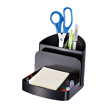 Officemate 26022 Recycled Deluxe Desktop Organizer, 5 Compartment, Black - 5 Compartment(s) - 5"x5.4"x 6.8" Depth - 26022