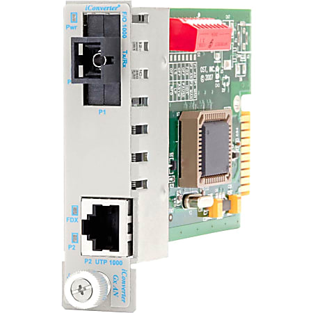 Omnitron iConverter 1000Mbps Gigabit Ethernet Single-Fiber Media Converter RJ45 SC Single-Mode BiDi 20km Module - 1 x 1000BASE-T; 1 x 1000BASE-BX-D (1550/1310); Internal Module; Lifetime Warranty