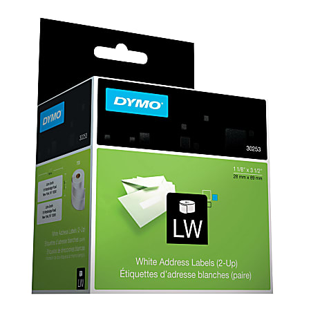 DYMO® Address Labels For Direct Thermal Printing, DYM30253, Rectangle, 1 1/8" x 3 1/2", White, Roll Of 700 Labels