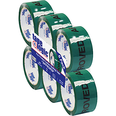 Tape Logic® Pre-Printed Carton Sealing Tape, Approved, 2" x 55 Yd., Green/Black, Case Of 6