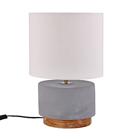 Southern Enterprises Cambry LED Table Lamp, 18"H, White Shade/Natural And Gray Base