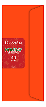 Geo Studios Envelopes, #10, 4-1/8” x 9-1/2”, Gummed Seal, Red, Pack Of 40 Envelopes