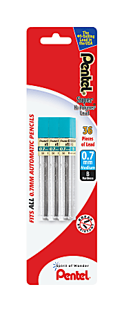 Pentel® Super Hi-Polymer® Lead Refills, Medium Point, 0.7 mm, B Hardness, Pack Of 36 Refills