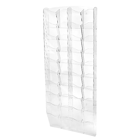 Alpine Hanging Magazine Rack With Adjustable Pockets, 51"H x 20"W x 4"D, Clear
