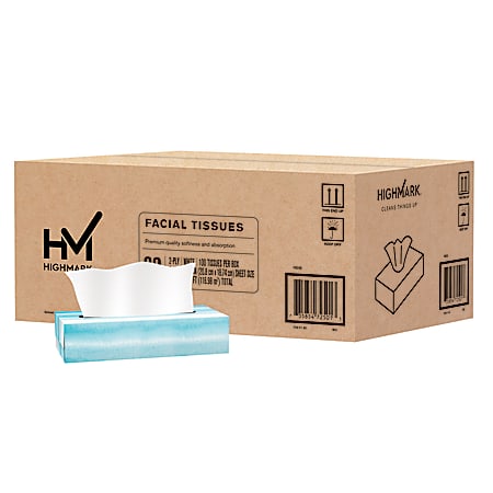 Highmark® 2-Ply Facial Tissue, Flat Box, White, 100 Tissues Per Box, Case Of 30 Boxes