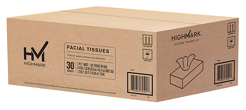 Highmark 2 Ply Facial Tissue Flat Box White 100 Tissues Per