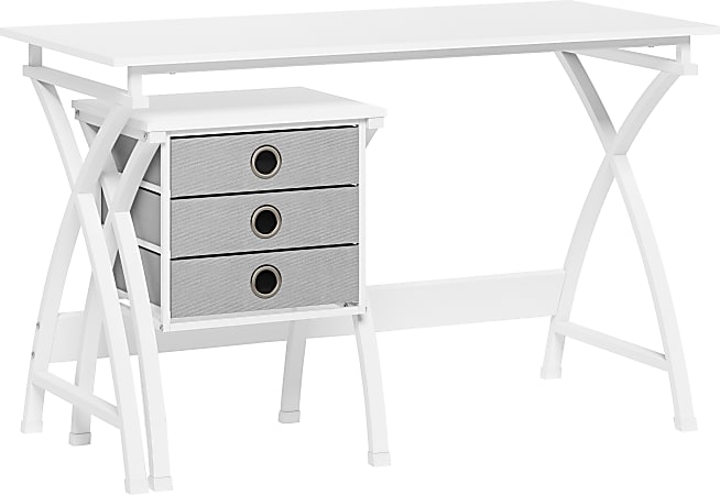 Realspace&reg; X-Cross 48"W Computer Desk With File Cabinet, White, ODUSBTSXDFW3