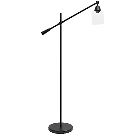 Lalia Home Swing-Arm Floor Lamp, 56"H, Clear Shade/Black