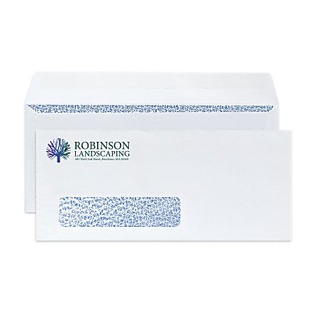 Peel & Seal, Single Window Security Business Envelopes,  4-1/8" x 9-1/2", Full-Color, Custom #10, Box Of 250