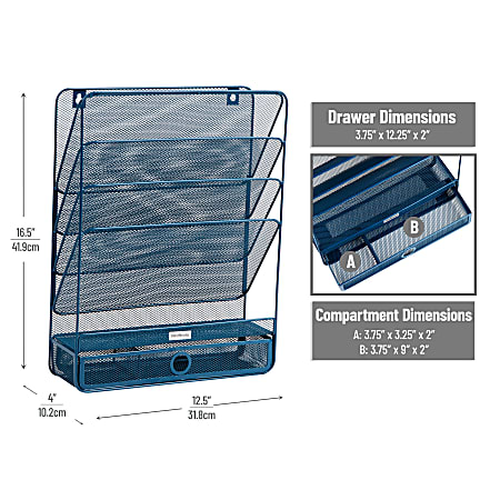 Mind Reader 5 Tier Vertical File Storage Basket 16 H x 4 W x 12 34 D ...