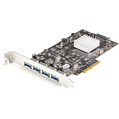 StarTech.com 4-Port USB PCIe Card - 10Gbps USB 3.1/3.2 Gen 2 Type-A PCI Express Expansion Card - 2 Controllers - 4xUSB - Windows/Mac/Linux - USB PCIe card