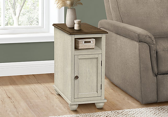 Monarch Specialties Avia Rectangular Accent Table, 24-1/4”H x 11-3/4’W x 21-3/4”D, Antique White