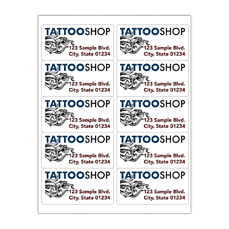 Custom Printed 3-Color Laser Sheet Labels And Stickers, 2" x 4" Rectangle, 10 Labels Per Sheet, Box Of 100 Sheets