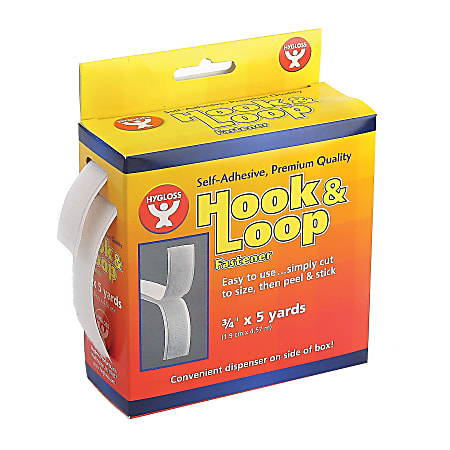 Hygloss Hook-And-Loop Fastener Rolls, 0.75" x 180", White, Pack Of 2