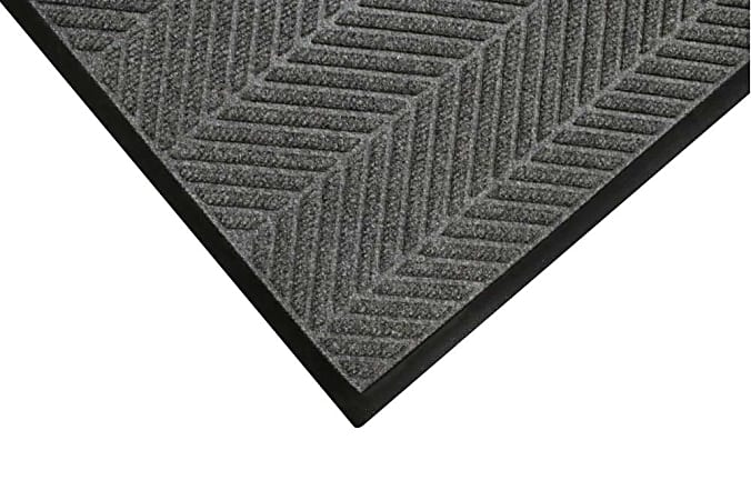 M+A Matting WaterHog Max Herringbone Classic Mat, 6' x 16', Grey Ash, Smooth backing