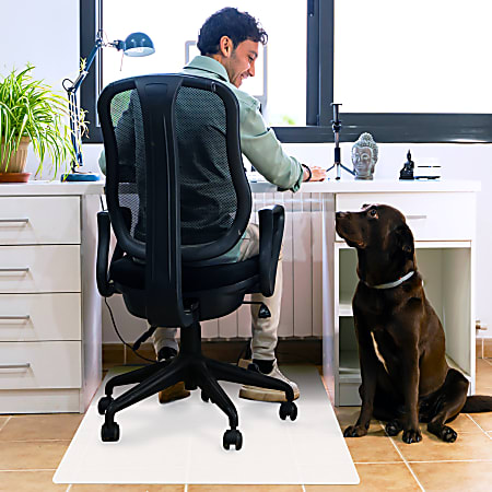 Floortex® Cleartex® Polypropylene Rectangular Anti-Slip Foldable Chair Mat For Hard Floors, 45" x 53", White