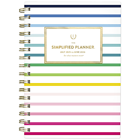 Simplified by Emily Ley for AT-A-GLANCE® Academic 2025-2026 Weekly Monthly Planner, Happy Stripe, Small, 5 1/2" x 8 1/2"