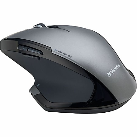 Verbatim® Wireless USB Desktop 8-Button Deluxe Blue LED Mouse, Graphite