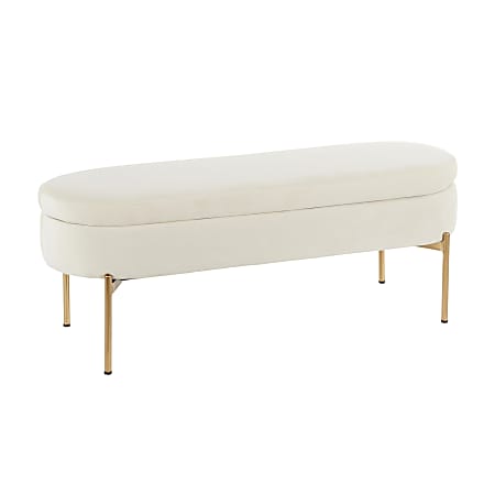 LumiSource Chloe Storage Bench, Gold/Cream