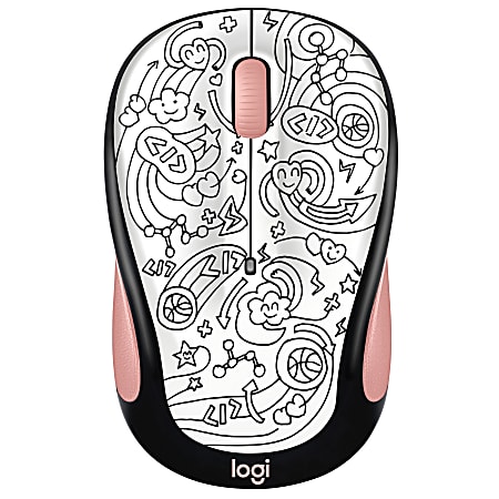 Logitech® Doodle Collection M325C Wireless Mouse, Brainstorm Peach, 910-005032