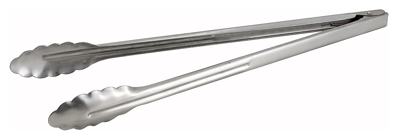 Winco Heavyweight Utility Tongs, 16”, Silver