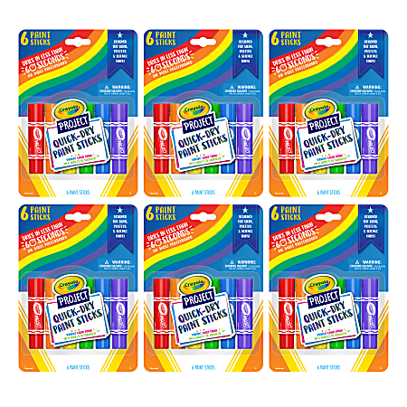 Crayola Project Quick-Dry Paint Sticks - 6 / Pack - Assorted