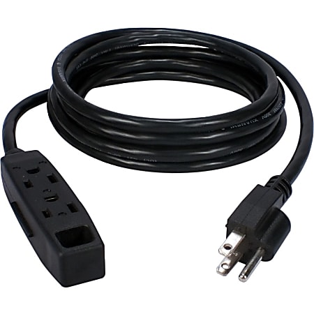 QVS 3-Pack 3-Outlet 3-Prong 10ft Power Extension Cord - NEMA 5-15P - 3x NEMA 5-15R - 10 ft Cord - 13 A Current - PC3PX103PK