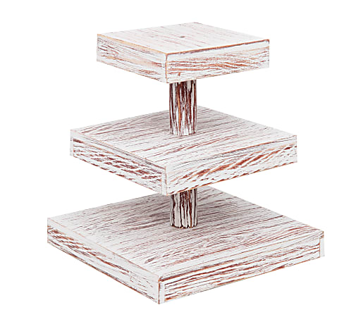Mind Reader 3-Tier Square Cupcake Tower, 12-13/16"H x 11-13/16"W x 11-13/16"D, Brown