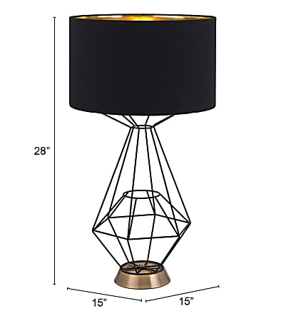 Zuo Modern Delancey Table Lamp 28 H Black - Office Depot