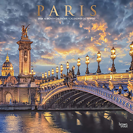 2024 BrownTrout Monthly Square Wall Calendar, 12" x 12", Paris, January to December