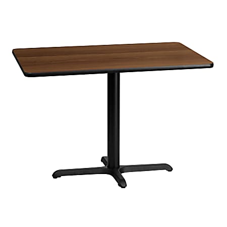 Flash Furniture Laminate Rectangular Table Top With Table-Height Base, 31-1/8"H x 30"W x 42"D, Walnut/Black