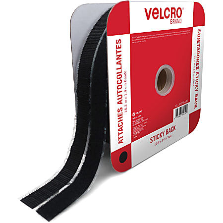 VELCRO® Sticky Back Fasteners - 16.67 yd Length x 0.75 Width - 1 / Roll -  Black